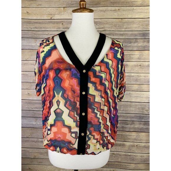 Gibson Latimer Small Button Front Top Sheer - Picture 1 of 10